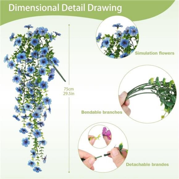 Artificial Flowers for Outdoors Hanging Faux Plants for Spring Summer - Picture 2 of 7